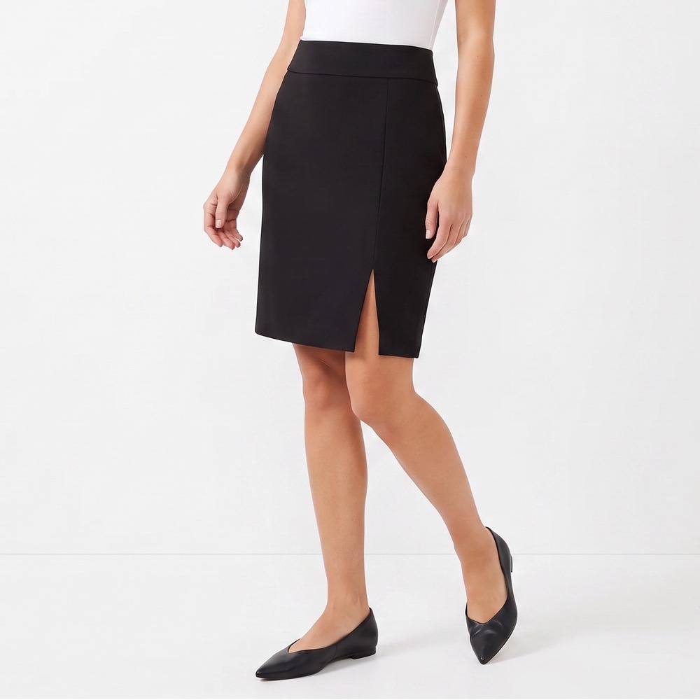 Apt 9 Skirt Womens 12 Pencil Black Stretch Front Slit Excellent
